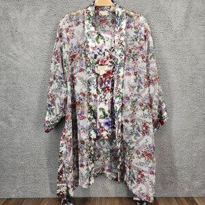 Vintage Victorias Secret Gold Label Womens Large Floral Kimono Robe Camisole Set